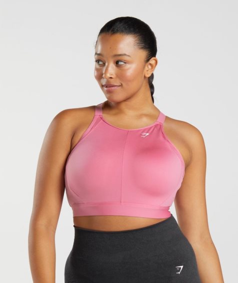 Women's Gymshark High Neck High Support Sports Bra Pink | NZ 1QNIZH